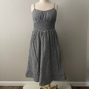 Tecovas Cotton Tank Tiered Midi Dress in Black and White Gingham, Size XL